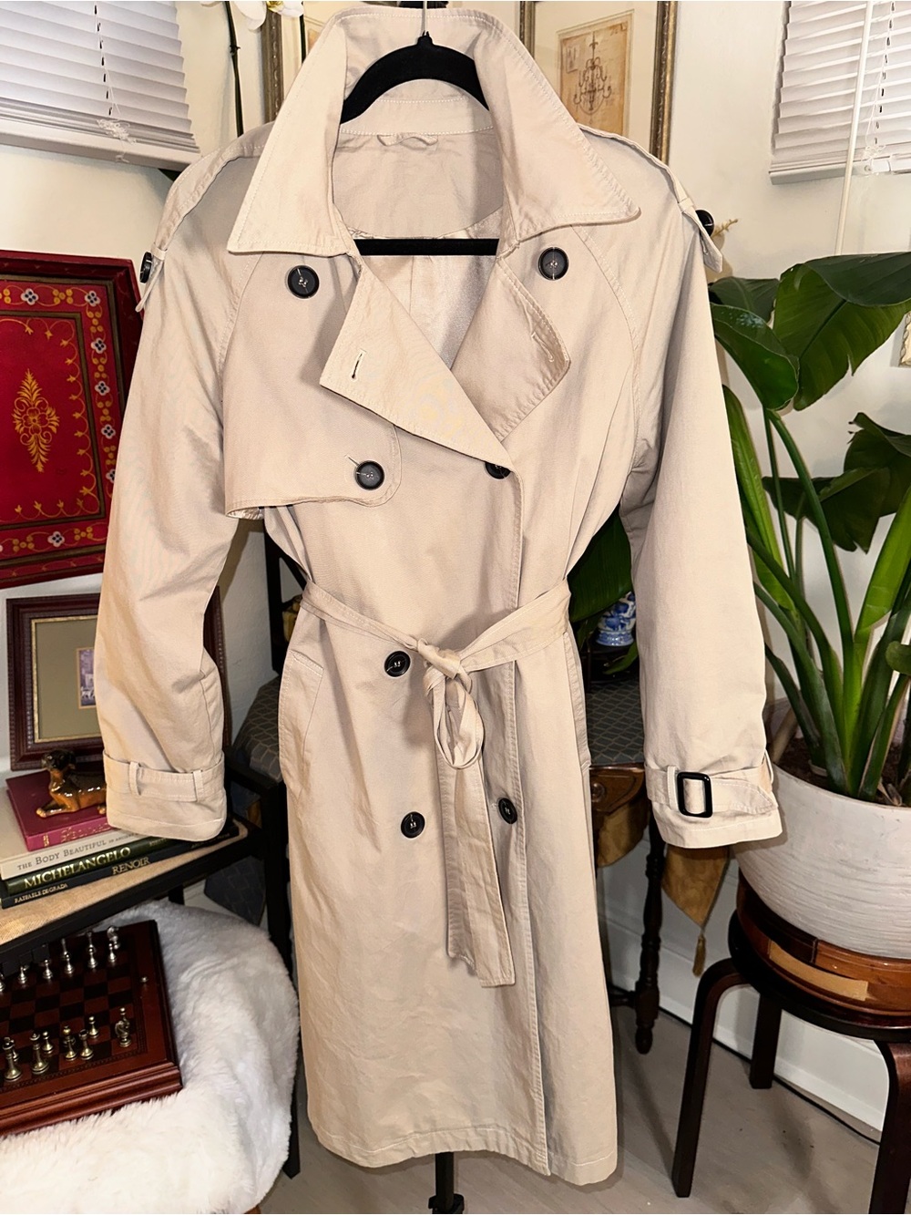 Classic Women's Beige Trench Coat - Timeless Belted Design